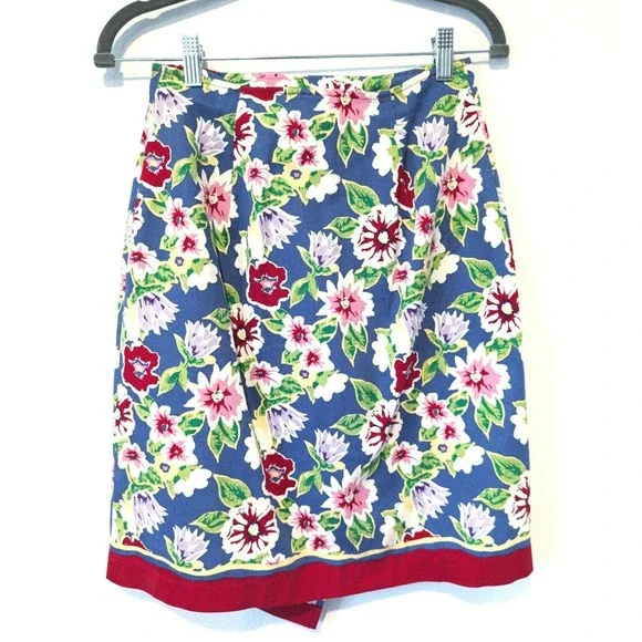 Vintage Talbots Floral Summer Wrap Skirt A Line - Picture 2 of 8